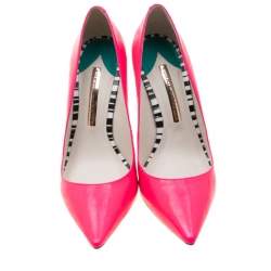 Sophia Webster Florescent Pink Leather Coco Flamingo Pointed Toe Pumps Size 38