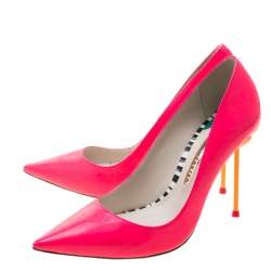 Sophia Webster Florescent Pink Leather Coco Flamingo Pointed Toe Pumps Size 38