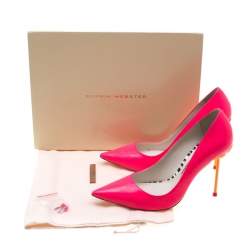 Sophia Webster Florescent Pink Leather Coco Flamingo Pointed Toe Pumps Size 38
