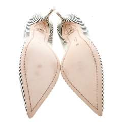 Pre Owned Sophia Webster Monochrome Striped Patent Leather Pointed Toe Pumps Size 38