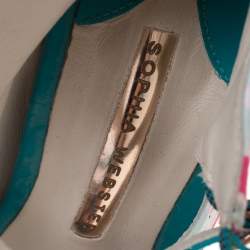 Pre Owned Sophia Webster Pink/Multicolor Heart Print Nylon Sandals Size 39.5