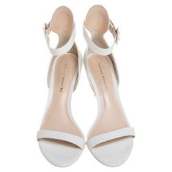 Pre Owned Sophia Webster White Leather Nicole Ankle Cuff Sandals Size 37.5 