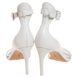 Pre Owned Sophia Webster White Leather Nicole Ankle Cuff Sandals Size 37.5 
