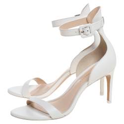 Pre Owned Sophia Webster White Leather Nicole Ankle Cuff Sandals Size 37.5 