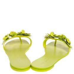 Pre Owned Sophia Webster Yellow Leather Lilico Flower Embellished Flat Slides Size 41