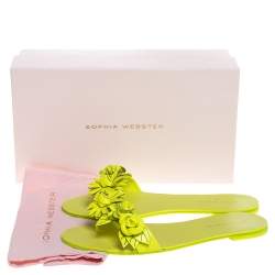 Pre Owned Sophia Webster Yellow Leather Lilico Flower Embellished Flat Slides Size 41