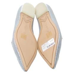 Pre Owned Sophia Webster Silver Glitter Bibi Butterfly Ballet Flats Size 40