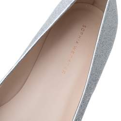 Pre Owned Sophia Webster Silver Glitter Bibi Butterfly Ballet Flats Size 40