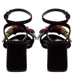 مملوكة مسبقًا صندل سوفيا ويبستر ليليكو مزخرف كريستال و غليتر سير كاحل سويدي أسود مقاس 37