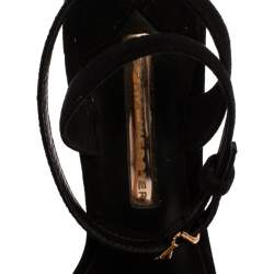 مملوكة مسبقًا صندل سوفيا ويبستر ليليكو مزخرف كريستال و غليتر سير كاحل سويدي أسود مقاس 37