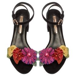 مملوكة مسبقًا صندل سوفيا ويبستر ليليكو مزخرف كريستال و غليتر سير كاحل سويدي أسود مقاس 37