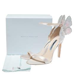 Pre Owned Sophia Webster Ivory White Embroidered Satin Chiara Ankle Strap Sandals Size 41