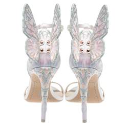 Pre Owned Sophia Webster Ivory White Embroidered Satin Chiara Ankle Strap Sandals Size 41