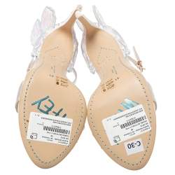 Pre Owned Sophia Webster Ivory White Embroidered Satin Chiara Ankle Strap Sandals Size 41