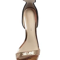 Pre Owned Sophia Webster Bronze/Gold Glitter Nicole Ankle Strap Sandals Size 39