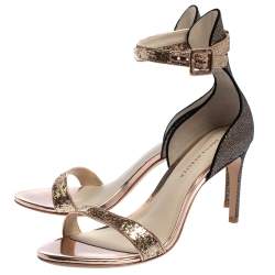 Pre Owned Sophia Webster Bronze/Gold Glitter Nicole Ankle Strap Sandals Size 39