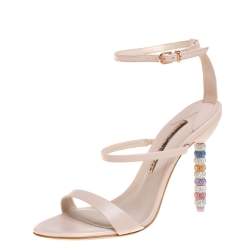 Sophia Webster Pink Leather Rosalind Crystal Heel Ankle Strap