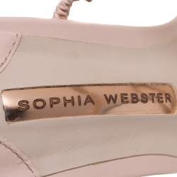 Pre Owned Sophia Webster Pink Leather Rosalind Crystal Heel Ankle Strap Sandals Size 37.5