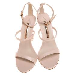 Pre Owned Sophia Webster Pink Leather Rosalind Crystal Heel Ankle Strap Sandals Size 37.5