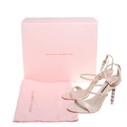 Pre Owned Sophia Webster Pink Leather Rosalind Crystal Heel Ankle Strap Sandals Size 37.5