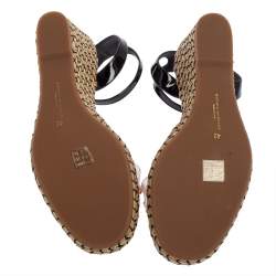 Pre Owned Sophia Webster Black Patent Leather And Dina Gem Embellished PVC Espadrille Wedges Size 42