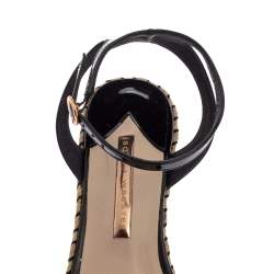 Pre Owned Sophia Webster Black Patent Leather And Dina Gem Embellished PVC Espadrille Wedges Size 42
