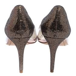 Pre Owned Sophia Webster Gold/Bronze Glitter And PVC Daria Pumps Size 40.5