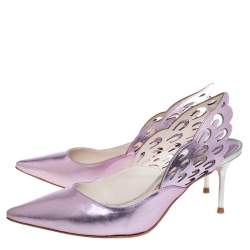 Pre Owned Sophia Webster Metallic Pink Leather Angelo Slingback Pumps Size 38
