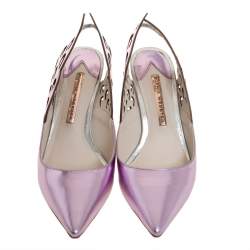 Pre Owned Sophia Webster Metallic Pink Leather Angelo Slingback Pumps Size 38