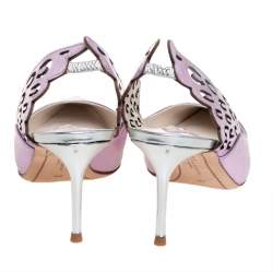 Pre Owned Sophia Webster Metallic Pink Leather Angelo Slingback Pumps Size 38