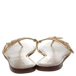 Pre Owned Sophia Webster Gold Leather Talulah Flats Size 41