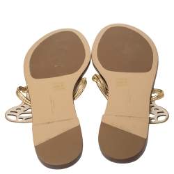 Pre Owned Sophia Webster Gold Leather Talulah Flats Size 41