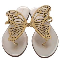 Pre Owned Sophia Webster Gold Leather Talulah Flats Size 41