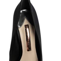 Pre Owned Sophia Webster Black Satin Crystal Embellished Coco Pumps Size 37.5