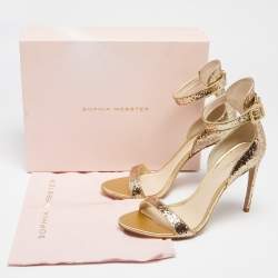 Pre Owned Sophia Webster Gold Glitter And Leather Nicole Ankle Strap Sandals Size 40