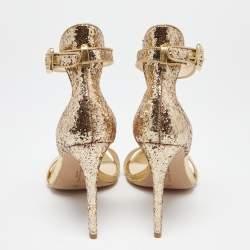 Pre Owned Sophia Webster Gold Glitter And Leather Nicole Ankle Strap Sandals Size 40