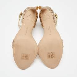 Pre Owned Sophia Webster Gold Glitter And Leather Nicole Ankle Strap Sandals Size 40