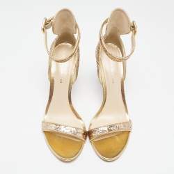 Pre Owned Sophia Webster Gold Glitter And Leather Nicole Ankle Strap Sandals Size 40