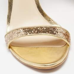 Pre Owned Sophia Webster Gold Glitter And Leather Nicole Ankle Strap Sandals Size 40