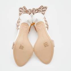 Pre Owned Sophia Webster Rose Gold/White Leather Evangeline Laser Cut Angel Wing Ankle Strap Sandals Size 37