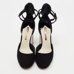Sophia Webster Black Suede Stacey Ankle-Strap Pumps Size 39