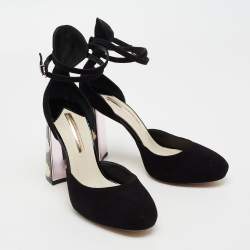 Sophia Webster Black Suede Stacey Ankle-Strap Pumps Size 39