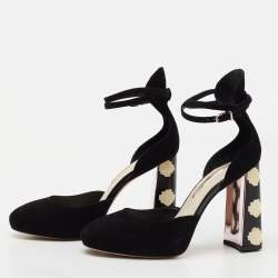 Sophia Webster Black Suede Stacey Ankle-Strap Pumps Size 39