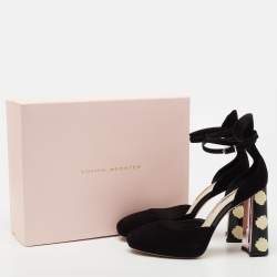 Sophia Webster Black Suede Stacey Ankle-Strap Pumps Size 39