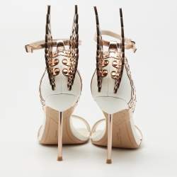 Pre Owned Sophia Webster Beige/Rose Leather Chiara Butterfly Ankle Strap Sandals Size 35