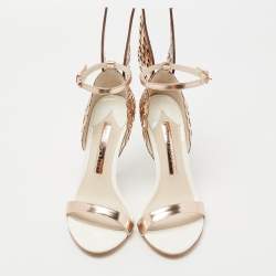 Pre Owned Sophia Webster Beige/Rose Leather Chiara Butterfly Ankle Strap Sandals Size 35