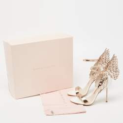 Pre Owned Sophia Webster Beige/Rose Leather Chiara Butterfly Ankle Strap Sandals Size 35