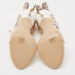 Pre Owned Sophia Webster Beige/Rose Leather Chiara Butterfly Ankle Strap Sandals Size 35