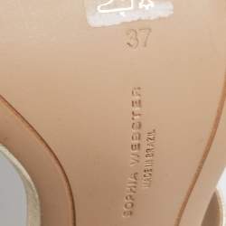 Pre Owned Sophia Webster Gold Leather Embellished Heel Slide Sandals Size 37