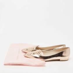 Pre Owned Sophia Webster Rose Gold Leather Bibi Butterfly Ballet Flats Size 40.5